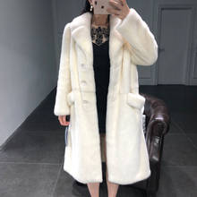 Mink Whole Fur Women Long Skirt Coat with Collar  Winter Thick Warm Female Mink Fur Jacket 2024 - buy cheap