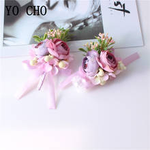 YO CHO-broche de flores para mujer, ramillete de flores de seda para boda, planificador de boda, ramillete de boda, pulseras 2024 - compra barato