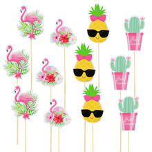 12pcs/13pcs Flamingo Cake Cupcake Topper Dessert Top Paper Flags For Summer Beach Party Hawaii Birthday Cake Decoration Supplies 2024 - buy cheap