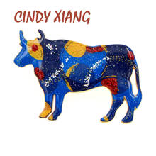 CINDY XIANG-broche de toro esmaltado para mujer y hombre, broche de ganado, insignias para bolso, 2 colores disponibles, joyería del zodiaco 2021 2024 - compra barato