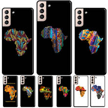Funda suave de tela africana para Samsung Galaxy S21 Ultra Note 20 10 9 S8 S9 S10 Plus S20 FE, mapa de África 2024 - compra barato