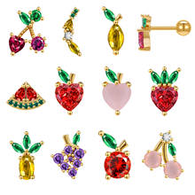 18g Fruit Studs Earring for Women Girls Cherry Strawberry Ear Studs Stainless Steel Tragus Helix Cartilage Earrings Piercing 2024 - buy cheap