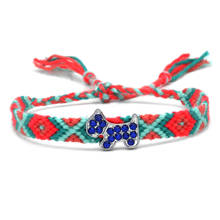 Boho Zinc Alloy Diamante Lovely Dog Charm Friendship Bracelet Women Girl Blue Crytal Slim Woven Soft Cotton String Jewelry Gift 2024 - buy cheap