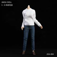 1:6 Scale Casual Sweater & Jeans Clothes White Sweater+Blue Jeans Fit 12'' Female Figure Body Doll 2024 - buy cheap