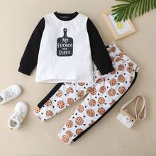 Kids Clothes Baby Boy Clothes 2 Pcs Set Letter Patchwork Long Sleeve Tops+Cookies Print Trousers Casual Toddler Girl Clothes1-6Y 2024 - buy cheap