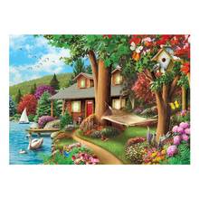 Lakeside cottage pattern 5D DIY full diamond cross stitch diamond mosaic home decoration 2024 - buy cheap