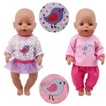 Bird Print Gauze Skirt Suit/Casual Wear Doll Clothes For 43 Cm New Born Baby Item & 18 Inch American Doll Girls,Our Generation 2024 - buy cheap