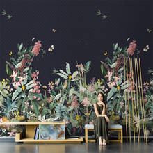 Beibehand-papel de parede 3d personalizado, mural nórdico, pintado à mão, plantas tropicais abstratas, borboleta, arte, sala de estar, sofá, tv 2024 - compre barato