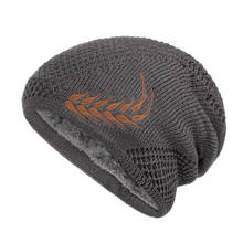 Gorro masculino clássico de malha, chapéu casual de veludo com forro grosso e quente para o inverno 2024 - compre barato