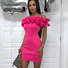 NATTEMAID, летнее платье с открытыми плечами, женское облегающее платье с оборками, платья для вечеринок, женское элегантное мини-Клубное сексуальное платье, одежда Vestidos 2024 - купить недорого
