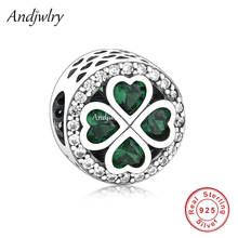 Fit Original  Charms Bracelet 925 Sterling Silver Green Heart Clover Flower Charm Beads Women DIY Jewelry Making Berloque 2024 - buy cheap