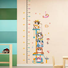 Shijuekongjian-pegatina de pared de animales y gatos, calcomanías de medida de altura DIY para habitación de niños, dormitorio de bebé, Decoración de casa de guardería 2024 - compra barato