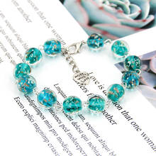 Pulseira feminina, pulseira azul luminosa, brilha no escuro, 8mm contas de vidro luminosa, pulseira elástica, bracelete de irmã feminina única 2024 - compre barato