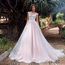 New Arrival Cap Sleeve Scoop Beads Appliques Lace A-Line Backless Tulle Wedding Dress 2021 Vestido De Noiva Bridal Gown 2024 - buy cheap