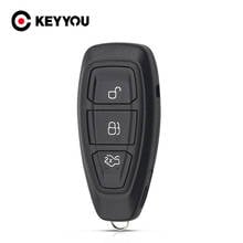 KEYYOU-carcasa de llave de coche inteligente para Ford Focus c-max, Mondeo, Kuga, Fiesta, con hoja de inserción, 5 unids/lote, 3 botones 2024 - compra barato