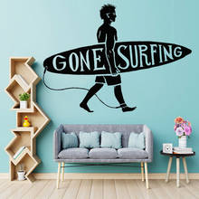 Pegatinas de pared de Surf para decoración de habitación de niños, calcomanía de vinilo para surfista, murales para el hogar, mar, playa, C8022 2024 - compra barato