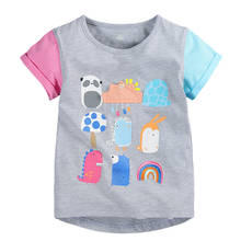 Новая летняя хлопковая футболка с круглым вырезом и принтом для маленьких девочек, брендовая детская одежда, детская футболка, новая одежда, стильная одежда для детей 1-6 лет 2024 - купить недорого