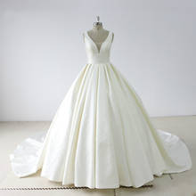 Novo sem costas uma linha de cetim plissado vestido de casamento vestido de noiva vestido de noiva brautkleider hochzeit brautkleid robe de mariee 2024 - compre barato