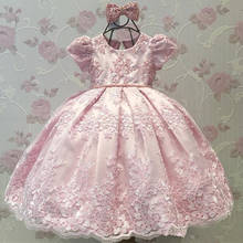 Vestido floral rosa para meninas, vestido de primeira comunhão com aplique cobertura para casamento, princesa, festa, baile, primeira comunhão 2024 - compre barato