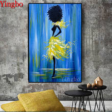 Abstract diy diamond embroidery 5d diamond painting Afro Girl African lady diamond mosaic picture of rhinestones cross stitch 2024 - buy cheap