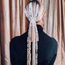 2020 Fashion Pearls Long Chain Hairpins Headwear Women Girls Elegant Tassel Hair Clip Hair Comb Braid Hair Styling  Accessories 2024 - buy cheap