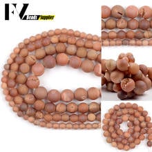 Natural Champagne Metallic Coated Druzy Agates Beads For Jewelry Making 6/8/10/12mm Round Matte Loose Beads Diy Bracelet 15” 2024 - buy cheap