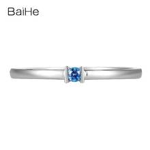 BAIHE Solid 14k White Gold Natural Blue Sapphire Ring Women Lady Men Fine Jewelry кольцa خاتم الياقوت safírový prsten hringur 2024 - buy cheap