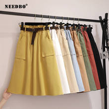 NEEDBO Midi Skirt for Women Casual Solid Skirt Summer Autumn Midi Skirt Elegant Elasticity High Waist Skirts Womens Faldas Mujer 2024 - buy cheap