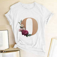 Flowers Golden Letter O Graphic Print T-shirt Women 2020 New Summer Fashion Tshirt Harajuku Aesthetic White Tops Female T Shirt 2024 - buy cheap