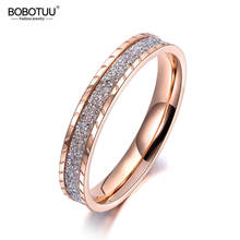 BOBOTUU-anillo de acero inoxidable para mujer y niña, sortija de oro rosa de 3,5mm de ancho, para fiesta de cumpleaños, diario, BR19025 2024 - compra barato