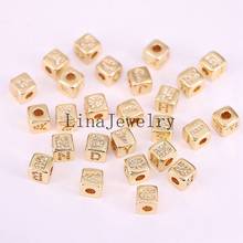 26PCS, 6MM Gold Color Micro Pave CZ Small Cute Square Letter Spacer Connector Beads for jewelry Making Findings Accessories 2024 - buy cheap