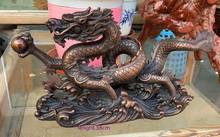Envío Gratis, 38 CM de largo, lingote de 5 garras del dragón del mar, rey del dragón, estatua de bronce 2024 - compra barato