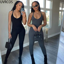 UVRCOS Club Outfits For Women Skinny Jumpsuit Sleeveless Solid Color Slim Ropa De Mujer 2021 Summer Back Cut Out Bandage Rompers 2024 - buy cheap