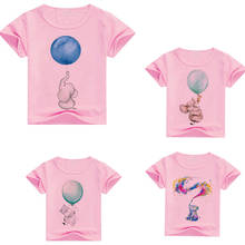 T Shirt Cartoon Animals Baby Kids Boys Girls Childre Illustration Short Sleeves Summer Clothing Elephant Balloon Print Toddler 2024 - buy cheap