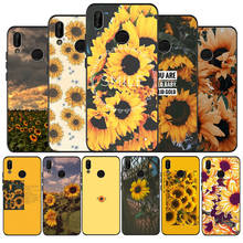 sunflower Soft Silicone black Phone Case For Huawei P9 P10 P20 P30 P40 lite P20 P30 P40 pro Y9 Y6 P smart 2019 2024 - buy cheap
