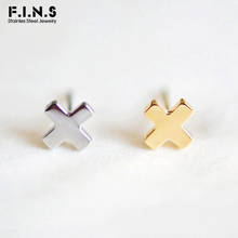 F.I.N.S Three-tones Minimalist Cross Stud Earrings for women Stainless Steel Small Earrings Mini Plus Earings Fashion Jewelry 2024 - buy cheap