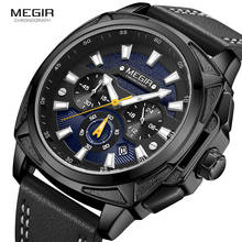 MEGIR New Military Sport Watches Men Luxury Leather Strap Waterproof Quartz Watch Man Top Brand Chronograph Wristwatch 2128 2024 - buy cheap