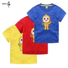 Модная летняя футболка детская одежда хлопковая футболка с короткими рукавами и рисунком для мальчиков милые повседневные футболки для маленьких девочек, размеры от 18 месяцев до 12 лет 2024 - купить недорого