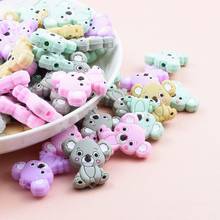 20 pçs silicone grânulos mini koala grau alimentício bebê dentição enfermagem colar silicone mordedor contas diy chupeta presente corrente 2024 - compre barato