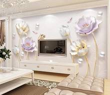 Nordic custom relief new simple jewelry three-dimensional tulipgarden living room TV backdrop 3d wallpaper wall murals 2024 - buy cheap