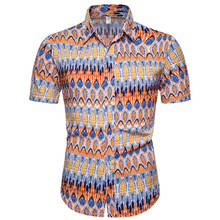 Camisa de dashiki masculina 2020 marca casual magro camisas de manga curta algodão camisa havaiana chemise homme masculina 3xl 2024 - compre barato