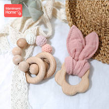 1Set Baby Wooden Teether Nursing Bracelets Beech Rodent Animal Pendant Cotton Bunny Ear Theething Rattle Toys Newborn Nurse Gift 2024 - buy cheap
