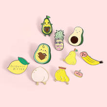 Colección de frutas Pin esmaltado de limón, plátano, aguacate, broche de piña, pera, melocotón, insignia de solapa, regalo de joyería para niños, amigo 2024 - compra barato