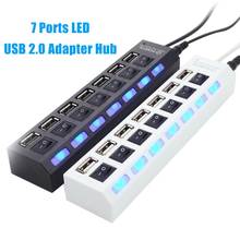 7 USB 2.0 Charge Hub Portable LED Indicator Light 7 Ports USB 2.0 Adapter Charge Hub with Switch 2020 2024 - buy cheap