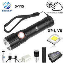 Super bright XP-L V6 LED Flashlight With touch button waterproof Torch 3 lighting modes Telescopic zoom Camping light S115 2024 - buy cheap