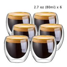 QQ LIFE-vaso de vidrio de doble pared con aislamiento térmico, taza de café, té, Espresso, tazas de cerámica creativas, 80ml, 2,7 oz, nuevo, 6 uds. 2024 - compra barato