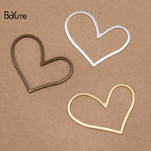 BoYuTe (20 Pieces/Lot) 32*26MM Metal Brass Heart Hoops Materials Diy Handmade Jewelry Accessories 2024 - buy cheap