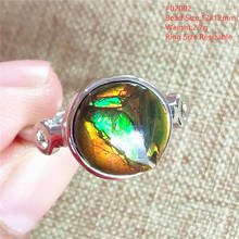 Anel ammolite natural genuíno, anel ajustável 16x7mm prata esterlina 925 anel oval aaaaaa 2024 - compre barato