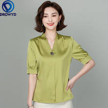 Blusa de seda de estilo coreano para mujer, camisa de satén para oficina, talla grande XXXL 2024 - compra barato