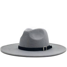 Sombrero de ala ancha Simple para hombre y mujer, sombrero de copa de Iglesia Derby Simple, sombrero de fieltro sólido de Panamá, sombrero de Jazz de mezcla de lana artificial 2024 - compra barato